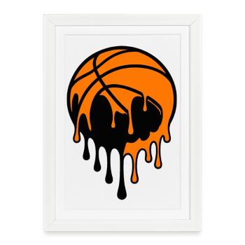 Design artistique de rue du basketball dégoulinant - Affiche encadrée (27 × 37 cm) - blanc - Devant