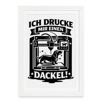 Dachshund 3D Printer Crafting Dog - Framed poster (27 × 37 cm) - white - Front