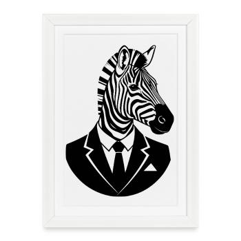 Zèbre en costume – Design élégant d’animaux - Affiche encadrée (27 × 37 cm) - blanc - Devant