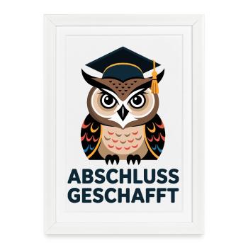 Remise des diplômes obtenus apprenant chouette - Affiche encadrée (27 × 37 cm) - blanc - Devant