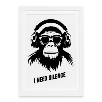 monkey and silence - Framed poster (27 × 37 cm) - white - Front