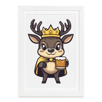 Roi de la Bière de Cerf - Affiche encadrée (27 × 37 cm) - blanc - Devant