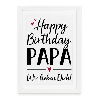 Joyeux anniversaire Tenue de fête papa Papa - Affiche encadrée (27 × 37 cm) - blanc - Devant
