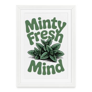 Tête fraîche | Humour du jardin des herbes à la menthe - Affiche encadrée (27 × 37 cm) - blanc - Devant