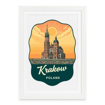 Insigne rétro de la basilique Sainte-Marie de Cracovie - Affiche encadrée (27 × 37 cm) - blanc - Devant