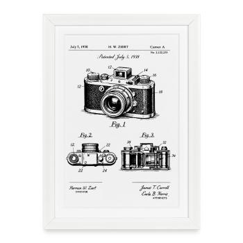 vintage camera blueprint patent - Framed poster (27 × 37 cm) - white - Front