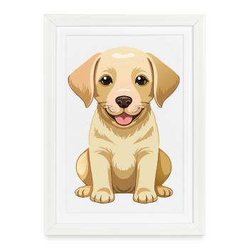 Mignon Labrador Retriever - Affiche encadrée (27 × 37 cm) - blanc - Devant