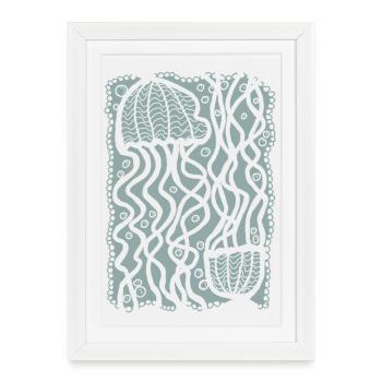 Jellyfish Ocean Hand Drawn - Framed poster (27 × 37 cm) - white - Front