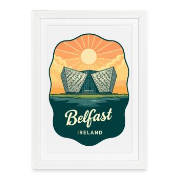 Belfast Titanic Vintage Travel Badge - Framed poster (27 × 37 cm) - white - Front
