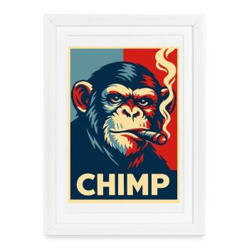 Affiche rétro de cigare chimpanzé - Affiche encadrée (27 × 37 cm) - blanc - Devant