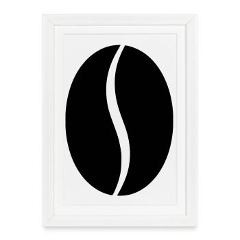 Silhouette du grain de café - Affiche encadrée (27 × 37 cm) - blanc - Devant