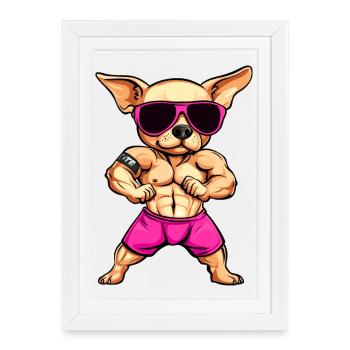 Fitness Chihuahua - Affiche encadrée (27 × 37 cm) - blanc - Devant