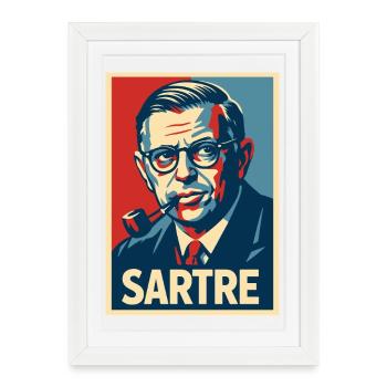 Sartre Pop Art Portrait - Framed poster (27 × 37 cm) - white - Front