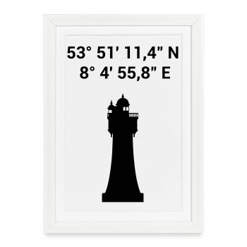 Phare de Sable Rouge - Mer du Nord maritime mer Baltique - Affiche encadrée (27 × 37 cm) - blanc - Devant