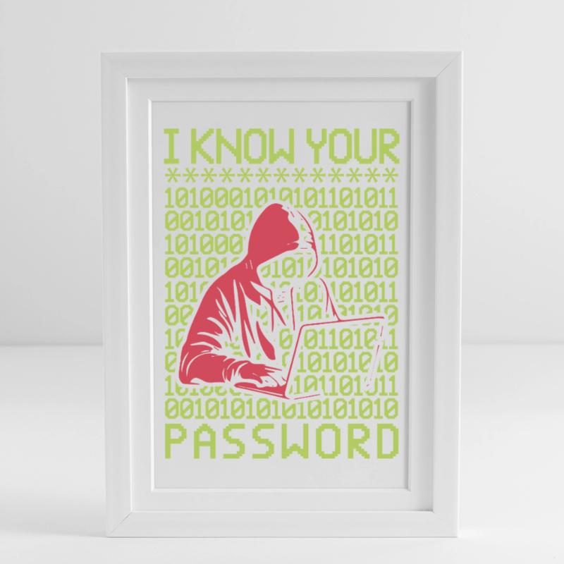 Hacker hackt Programmierer Linux Passwort Hacker Gerahmtes Poster (27 × 37 cm)