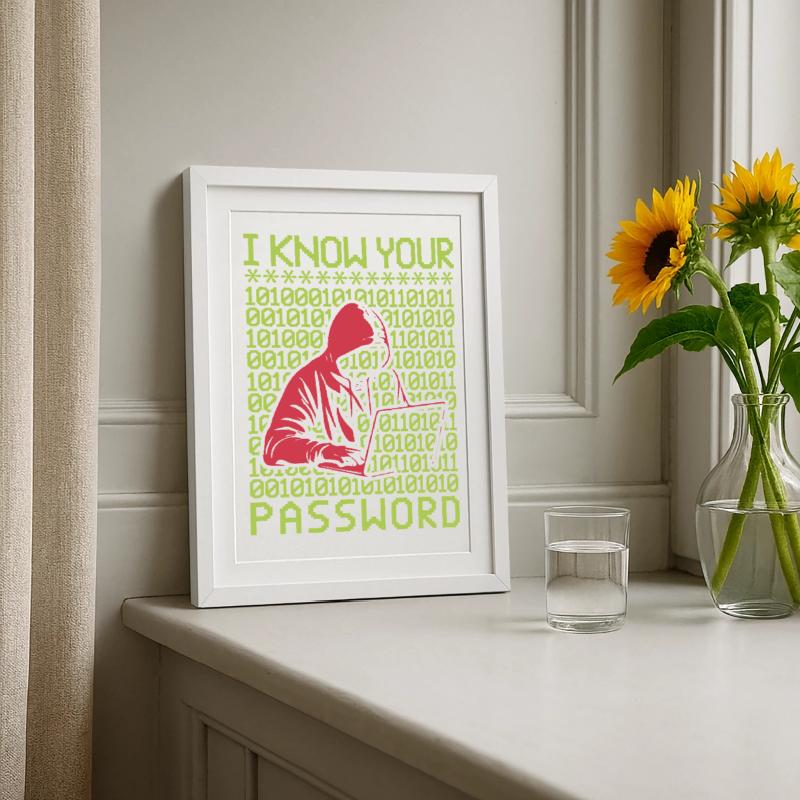 Hacker hackt Programmierer Linux Passwort Hacker Gerahmtes Poster (27 × 37 cm)