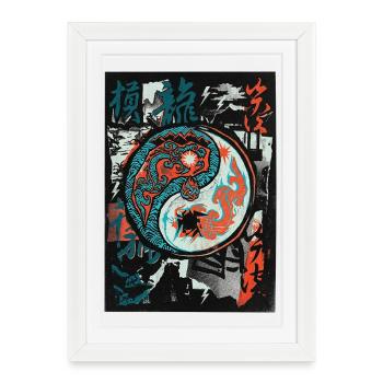 Yin et Yang cool - Affiche encadrée (27 × 37 cm) - blanc - Devant