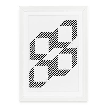 squares out of lines design - Framed poster (27 × 37 cm) - white - Front