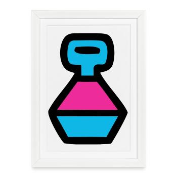 Bouteille d’eau rétro Pop Art des années 90 - Affiche encadrée (27 × 37 cm) - blanc - Devant