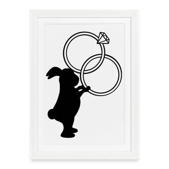 Bagues de mariage Lapin de mariage - Affiche encadrée (27 × 37 cm) - blanc - Devant