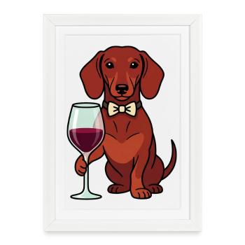 Noble teckel & Vin : votre nouveau sommelier - Affiche encadrée (27 × 37 cm) - blanc - Devant