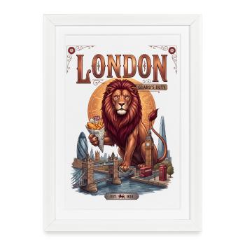 London Lion Guardian - Affiche encadrée (27 × 37 cm) - blanc - Devant