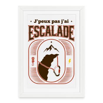 Escalade Canine: Harnais et Montagnes - Affiche encadrée (27 × 37 cm) - blanc - Devant