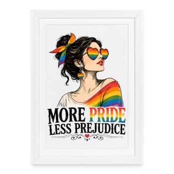 Plus d’orgueil moins de préjugés : design rétro LGBTQ - Affiche encadrée (27 × 37 cm) - blanc - Devant