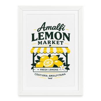 Amalfi Lemon Market Vintage Italy Travel - Framed poster (27 × 37 cm) - white - Front