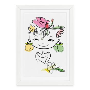 Girl with lemons as earrings - Framed poster (27 × 37 cm) - white - Front