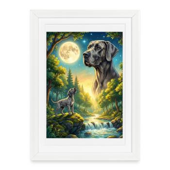 Howling to the Moon Meme Dog Great Dane - Framed poster (27 × 37 cm) - white - Front