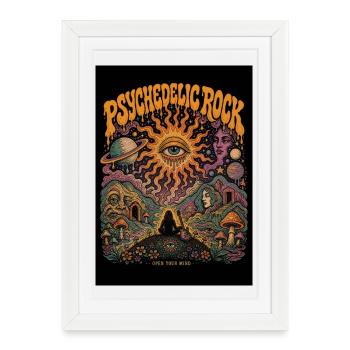 Rock psychédélique cosmos - Affiche encadrée (27 × 37 cm) - blanc - Devant
