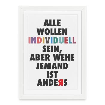 Everyone wants to be individual Spruch Design - Framed poster (27 × 37 cm) - white - Front
