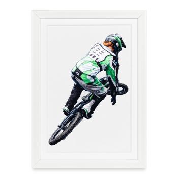 Neon NBMX Rider Action Print - Framed poster (27 × 37 cm) - white - Front