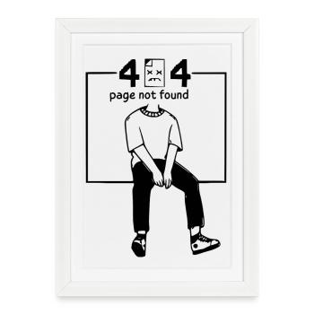 geek humor -error 404 - Framed poster (27 × 37 cm) - white - Front