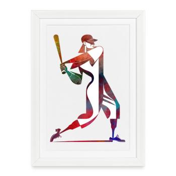 Colored Baseball Player: Dynamic Swing - Framed poster (27 × 37 cm) - white - Front
