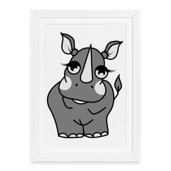 Le rhinocéros - Affiche encadrée (27 × 37 cm) - blanc - Devant