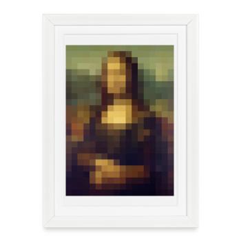 Mona Lisa 8-bit pixel painting Leonardo da Vinci - Framed poster (27 × 37 cm) - white - Front