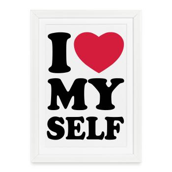 I love my self - J'aime mon auto - Affiche encadrée (27 × 37 cm) - blanc - Devant