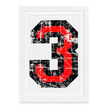 Zahl 3 (Vintage Rot) 3. Geburtstag Nr. 3 - Gerahmtes Poster (27 × 37 cm) - Weiß - Vorne