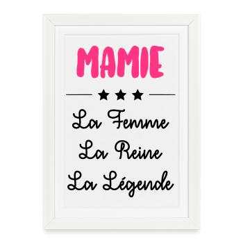 Mamie / Mamy / Grand Mere / Grand-Mère / Bébé - Affiche encadrée (27 × 37 cm) - blanc - Devant
