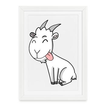 Chèvre Chèvre Buck - Affiche encadrée (27 × 37 cm) - blanc - Devant
