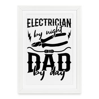 Electrician Dad - Framed poster (27 × 37 cm) - white - Front