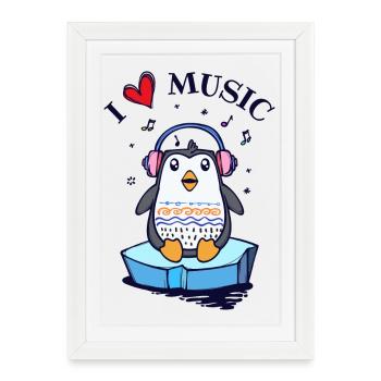 Seabird Cool Heart Penguin Animal Statement - Framed poster (27 × 37 cm) - white - Front