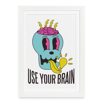 Use your brain - Framed poster (27 × 37 cm) - white - Front