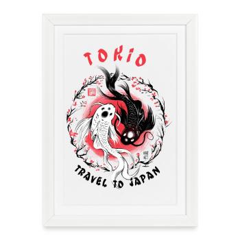 Koï de Tokyo, Japon - Affiche encadrée (27 × 37 cm) - blanc - Devant