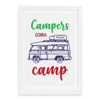 Campeurs qui vont au camp - Affiche encadrée (27 × 37 cm) - blanc - Devant