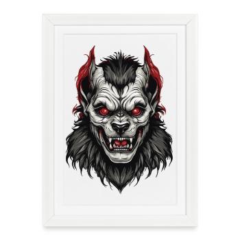 Chien de l'enfer - Affiche encadrée (27 × 37 cm) - blanc - Devant