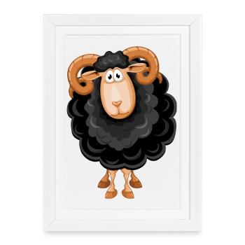 mouton, mouton noir, mouton humour - Affiche encadrée (27 × 37 cm) - blanc - Devant