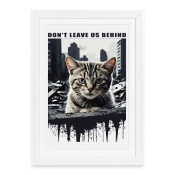 Doux chats, ne nous quittez pas ! - Affiche encadrée (27 × 37 cm) - blanc - Devant